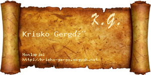 Krisko Gergő névjegykártya